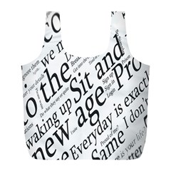 Abstract Minimalistic Text Typography Grayscale Focused Into Newspaper Full Print Recycle Bag (L)