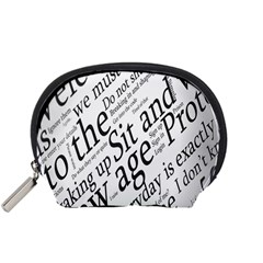 Abstract Minimalistic Text Typography Grayscale Focused Into Newspaper Accessory Pouch (Small)