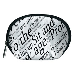 Abstract Minimalistic Text Typography Grayscale Focused Into Newspaper Accessory Pouch (Medium)