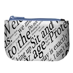 Abstract Minimalistic Text Typography Grayscale Focused Into Newspaper Large Coin Purse