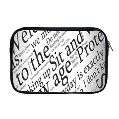 Abstract Minimalistic Text Typography Grayscale Focused Into Newspaper Apple MacBook Pro 17  Zipper Case