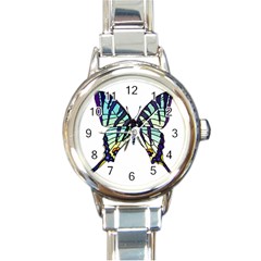 A Colorful Butterfly Round Italian Charm Watch