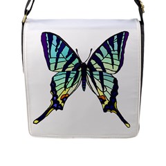 A Colorful Butterfly Flap Closure Messenger Bag (L)