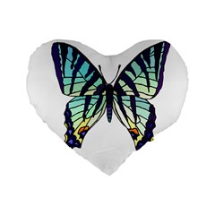 A Colorful Butterfly Standard 16  Premium Flano Heart Shape Cushions