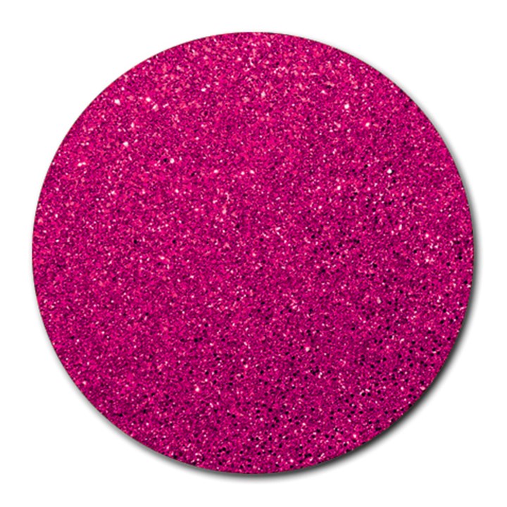 Hot Pink Glitter Round Mousepads