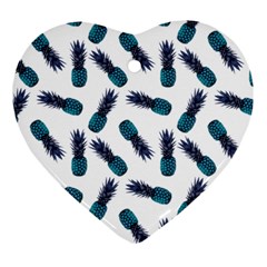 Pinapples Blue Heart Ornament (two Sides)