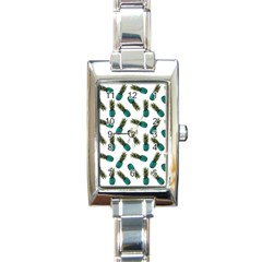 Pinapples Teal Rectangle Italian Charm Watch