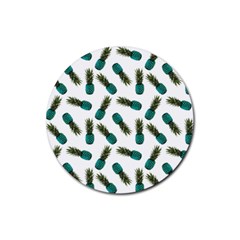 Pinapples Teal Rubber Coaster (round) 