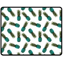 Pinapples Teal Fleece Blanket (medium) 