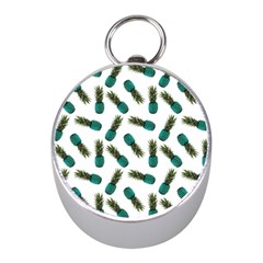 Pinapples Teal Mini Silver Compasses