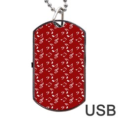 Red White Music Dog Tag Usb Flash (one Side)