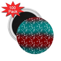 Red Teal Music 2 25  Magnets (100 Pack) 