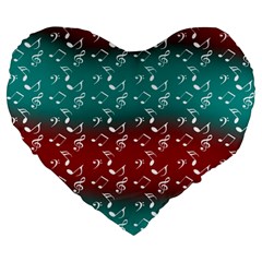 Red Teal Music Large 19  Premium Heart Shape Cushions