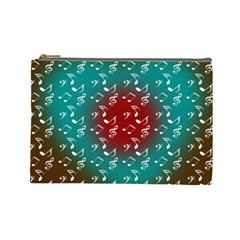 Teal Music Heart Music Cosmetic Bag (large)