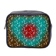 Teal Music Heart Music Mini Toiletries Bag (two Sides)