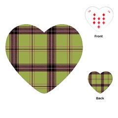 Avocado Green Plaid Playing Cards (heart)