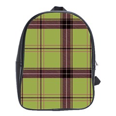 Avocado Green Plaid School Bag (large)