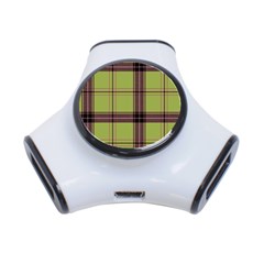 Avocado Green Plaid 3-port Usb Hub