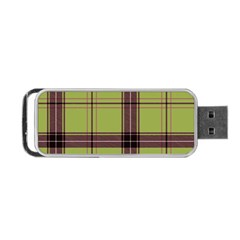 Avocado Green Plaid Portable Usb Flash (one Side)