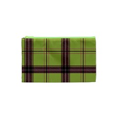 Avocado Green Plaid Cosmetic Bag (xs) by snowwhitegirl