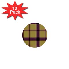 Beige Purple Plaid 1  Mini Buttons (10 Pack) 