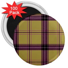 Beige Purple Plaid 3  Magnets (100 Pack)