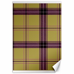 Beige Purple Plaid Canvas 12  X 18  by snowwhitegirl