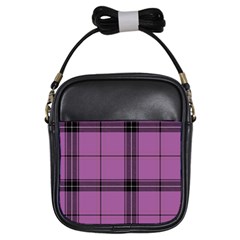 Lilac Plaid Girls Sling Bag