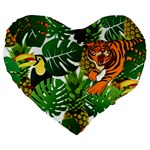 Tropical Pelican Tiger Jungle Large 19  Premium Heart Shape Cushions Front