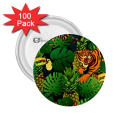 Tropical Pelican Tiger Jungle Black 2 25  Buttons (100 Pack)  by snowwhitegirl