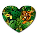 Tropical Pelican Tiger Jungle Black Heart Mousepads Front