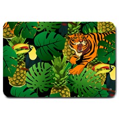 Tropical Pelican Tiger Jungle Black Large Doormat 