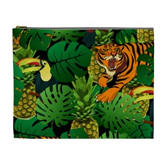 Tropical Pelican Tiger Jungle Black Cosmetic Bag (xl) by snowwhitegirl