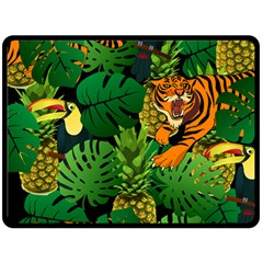 Tropical Pelican Tiger Jungle Black Double Sided Fleece Blanket (large)  by snowwhitegirl