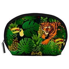 Tropical Pelican Tiger Jungle Black Accessory Pouch (large)