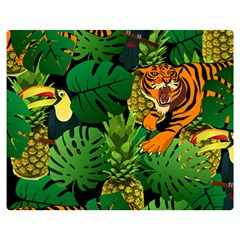 Tropical Pelican Tiger Jungle Black Double Sided Flano Blanket (medium) 