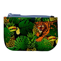 Tropical Pelican Tiger Jungle Black Large Coin Purse by snowwhitegirl