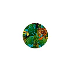 Tropical Pelican Tiger Jungle Blue 1  Mini Buttons by snowwhitegirl