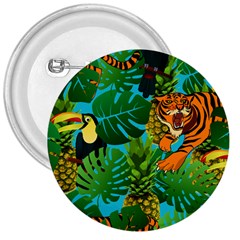 Tropical Pelican Tiger Jungle Blue 3  Buttons