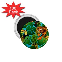 Tropical Pelican Tiger Jungle Blue 1 75  Magnets (100 Pack) 