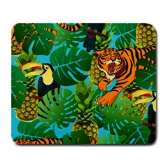 Tropical Pelican Tiger Jungle Blue Large Mousepads by snowwhitegirl