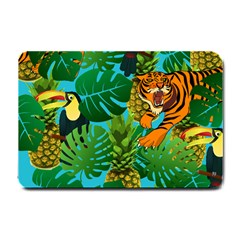 Tropical Pelican Tiger Jungle Blue Small Doormat 