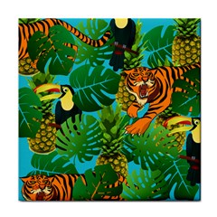 Tropical Pelican Tiger Jungle Blue Face Towel