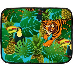 Tropical Pelican Tiger Jungle Blue Double Sided Fleece Blanket (mini)  by snowwhitegirl