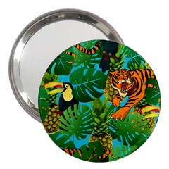 Tropical Pelican Tiger Jungle Blue 3  Handbag Mirrors by snowwhitegirl