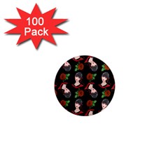 Vintage Flapper Woman Black 1  Mini Magnets (100 Pack)  by snowwhitegirl