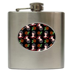 Vintage Flapper Woman Black Hip Flask (6 Oz) by snowwhitegirl