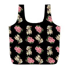 Retro Dog Floral Pattern Full Print Recycle Bag (l)