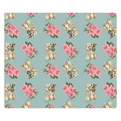 Retro Dog Floral Pattern Blue Double Sided Flano Blanket (small) 