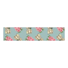 Retro Dog Floral Pattern Blue Velvet Scrunchie